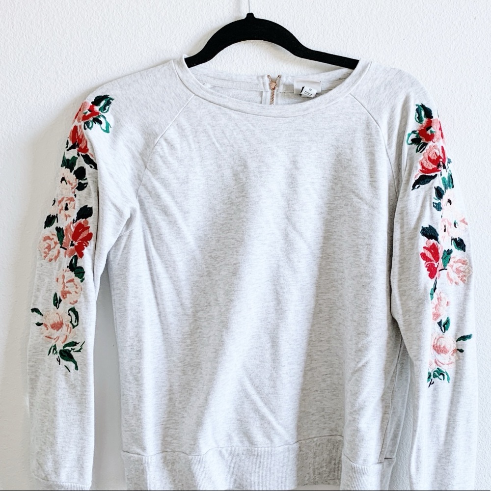 A New Day Sweatshirt w/ Floral Embroidery